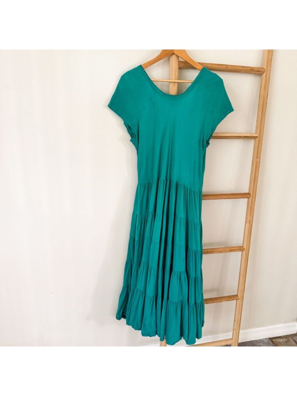 Soft Surroundings Kara Dress Teal Blue Tiered Midi Dress Women’s Size XL Boho - Picture 8 of 12